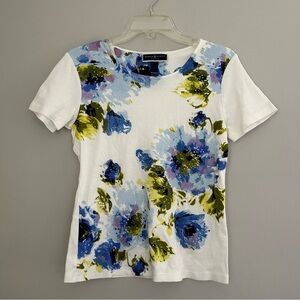 Karen Scott Petite Womens short sleeve painted beaded shirt